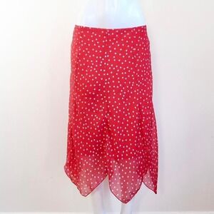 90s red polka dot handkerchief midi skirt